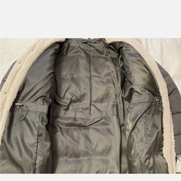 Ralph Lauren Gray Down Puffer Jacket parka with detachable Fur Hood size small - Picture 12 of 17